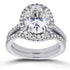 Oval Moissanite and Halo Diamond Bridal Set 3 3/5 CTW in 14k White Gold